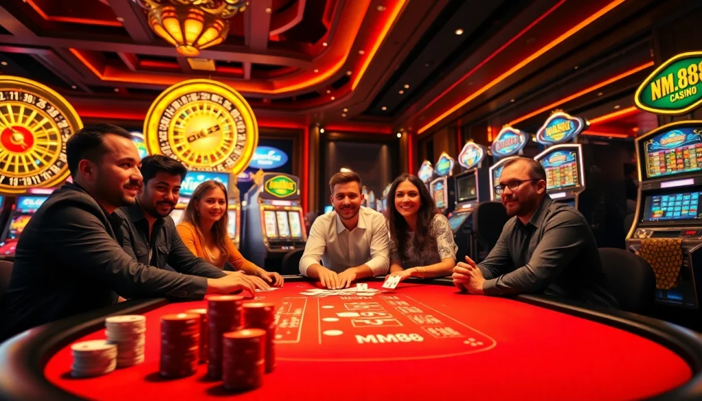 MM88 casino table game with poker chips and engaging players.