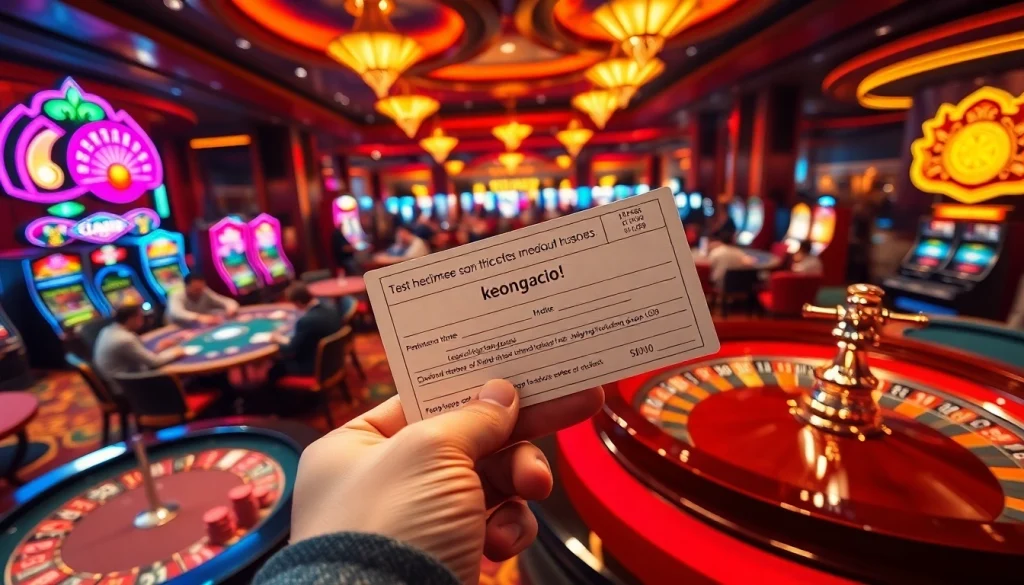 Experience the thrilling moment of keonhacai enhanced by vibrant casino gaming with players around roulette and poker tables.
