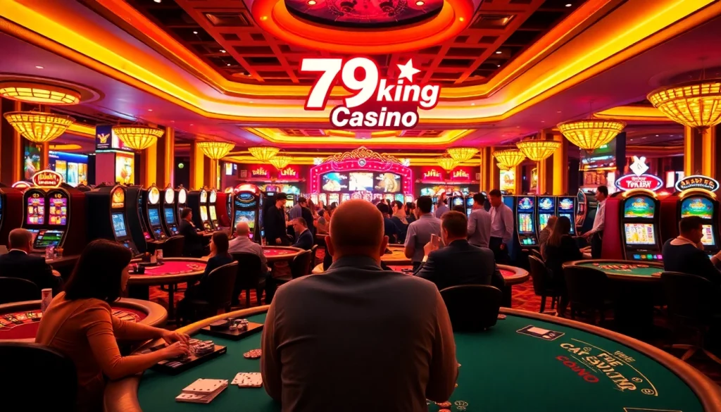 Experience the thrill at 79king Casino with players engaged in a vibrant gambling atmosphere.