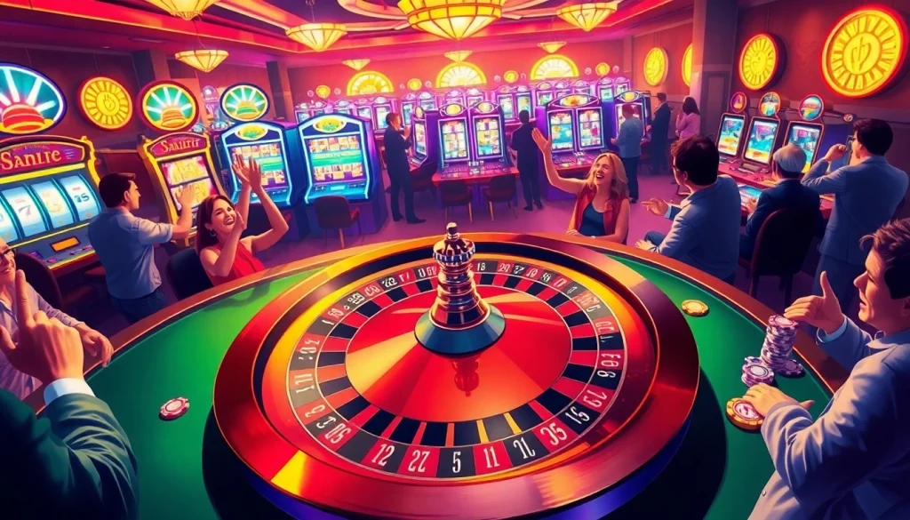Exciting casino atmosphere at https://xx88.poker/ showcasing poker games, roulette, and vibrant players.