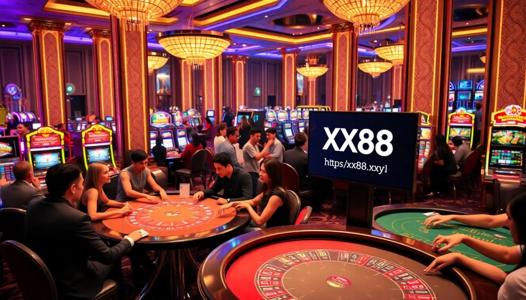 Players enjoying a thrilling game at the casino, featuring https://xx88.xyz/ as the gateway to elite gambling experiences.
