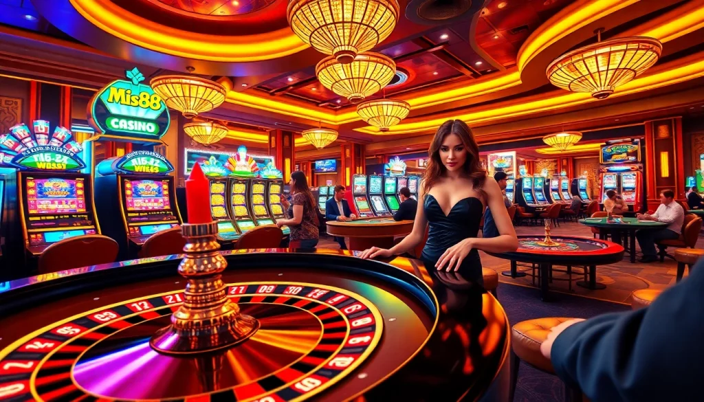 Miso88 showcases an electrifying casino atmosphere with players at the roulette table.